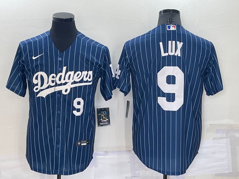 Men Los Angeles Dodgers #9 Lux Blue Stripe Throwback Nike 2022 MLB Jersey1->los angeles dodgers->MLB Jersey